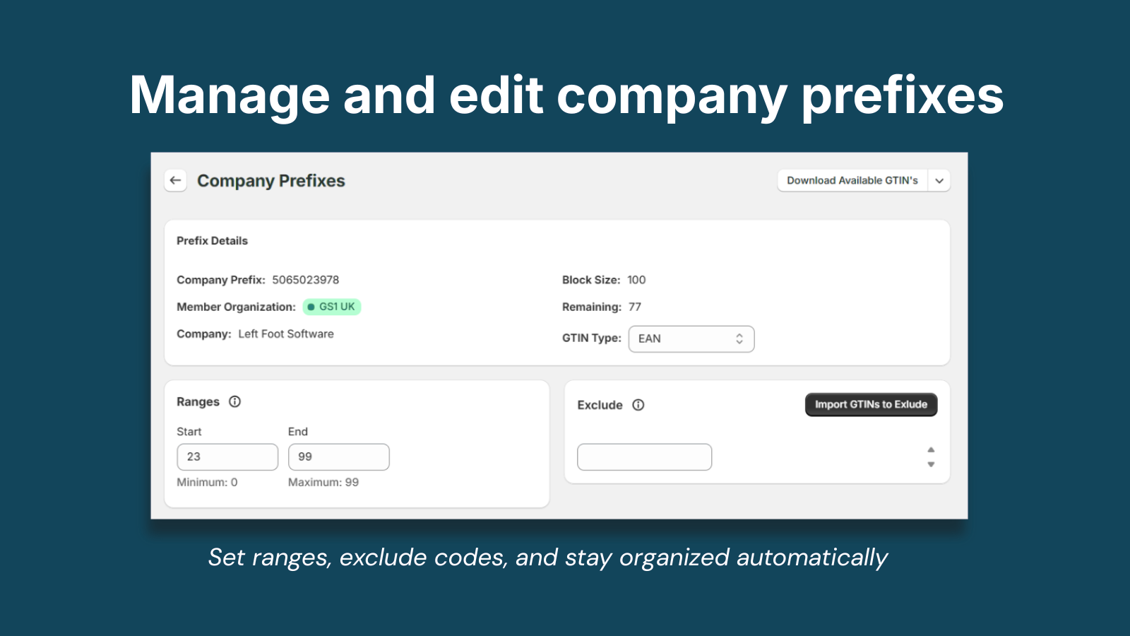 Company prefix management
